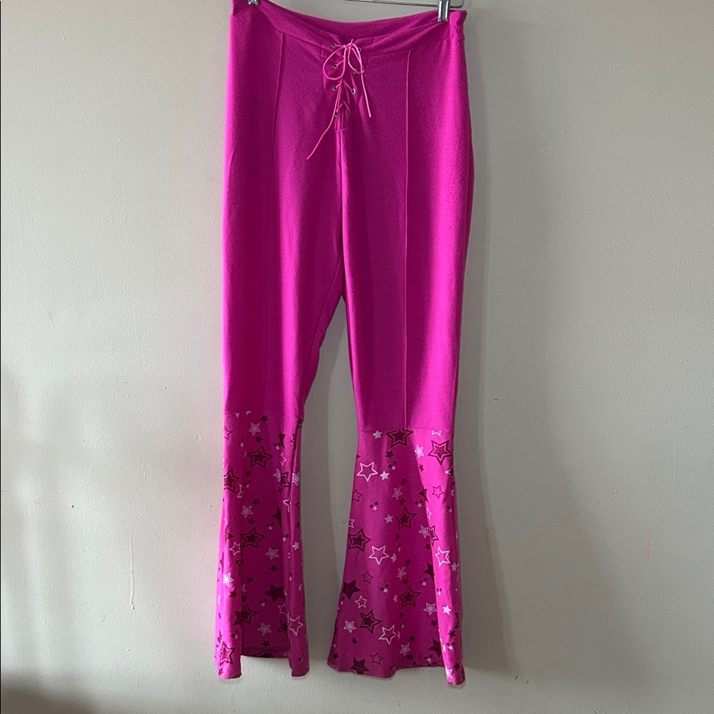 Barbie Pink Flared Pants with Star Pattern size medium